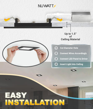 4-Inch Square Ultra-Thin LED Recessed Light – 5CCT Selectable, Dimmable, IC Rated (12-Pack)