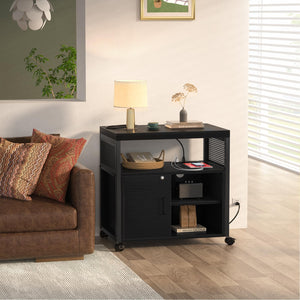 Lateral File Cabinet with Printer Stand & USB Charging