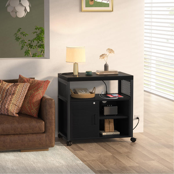 Lateral File Cabinet with Printer Stand & USB Charging