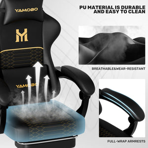 Gaming Chair with Footrest & Recliner