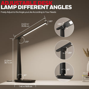 LED Desk Lamp with USB Charging Ports & Dimmable Light