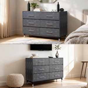 Grey 6-Drawer Dresser with Wide Storage