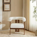 Velvet Accent Chair with Curved Backrest & Wooden Legs
