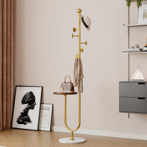 Gold Metal Coat Rack with Marble Base