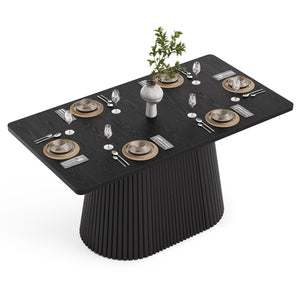 59" Farmhouse Dining Table with Metal Pedestal Base — Seats 4–6