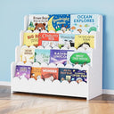 4-Tier Scalloped Kids Bookshelf – Front-Facing Wooden Bookcase