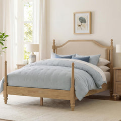 Queen Size Platform Bed Frame with Upholstered Headboard