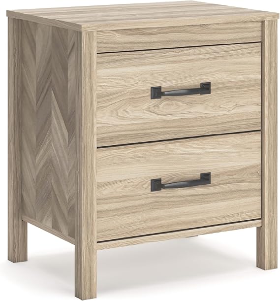 2-Drawer Nightstand with Scallop Design – Matte Finish