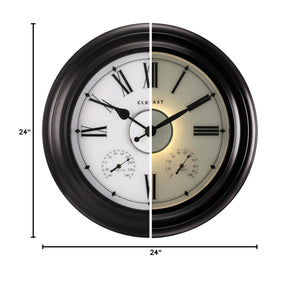 24-Inch Outdoor Wall Clock with Thermometer & Hygrometer – Oil Rubbed Bronze