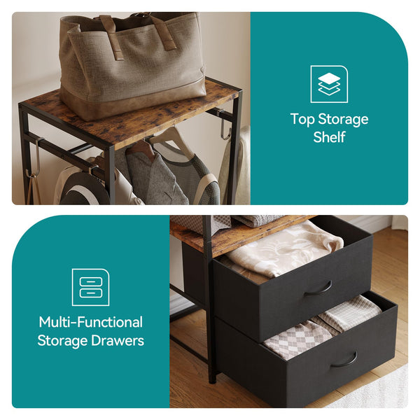 Narrow Clothes Rack with Drawers