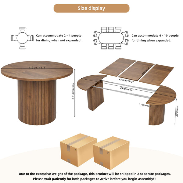 Extendable Oval Dining Table with Storage — Seats 4 to 10
