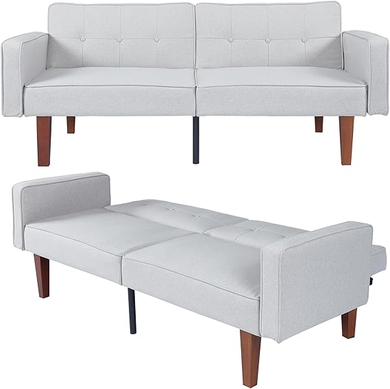 Convertible Futon Sofa Bed with Split Back