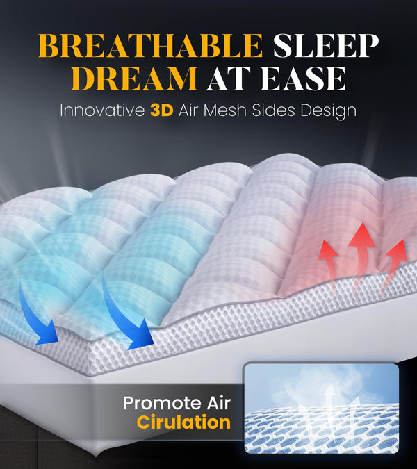 Memory Foam Mattress Topper with Pillow Top & Deep Pocket