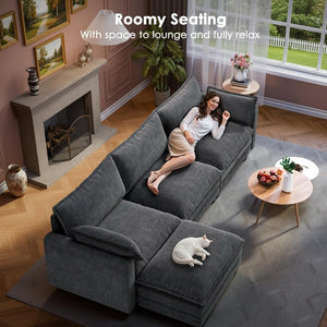 U-Shaped Modular Sectional Sofa with Ottoman