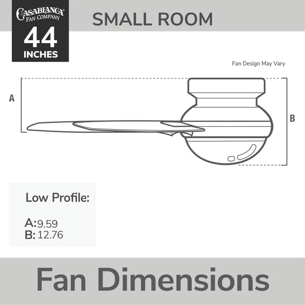 44-Inch Flush Mount Ceiling Fan with LED Light