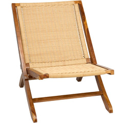 Teak Rattan Foldable Lounge Chair