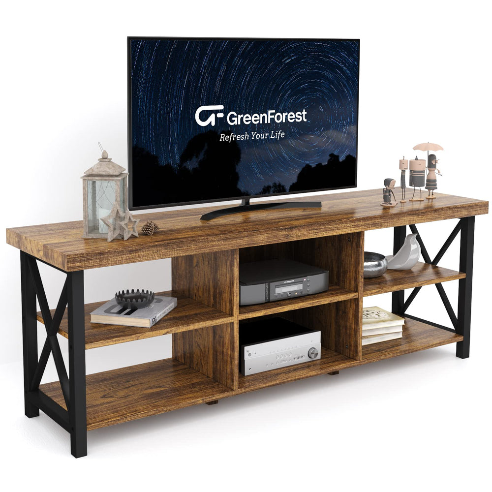 55" TV Stand with 6 Open Storage Compartments