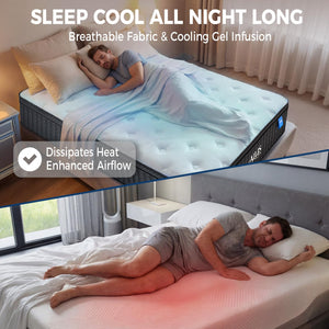 12-Inch Hybrid Mattress – Queen & King | Gel Memory Foam, Pocket Springs, Euro Top