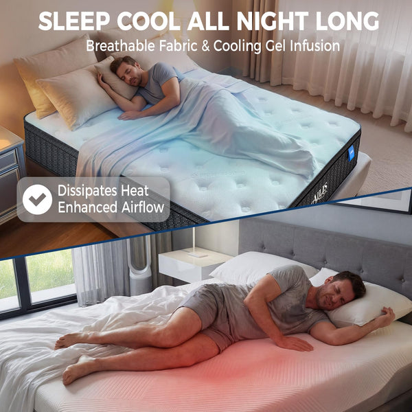 12-Inch Hybrid Mattress – Queen & King | Gel Memory Foam, Pocket Springs, Euro Top