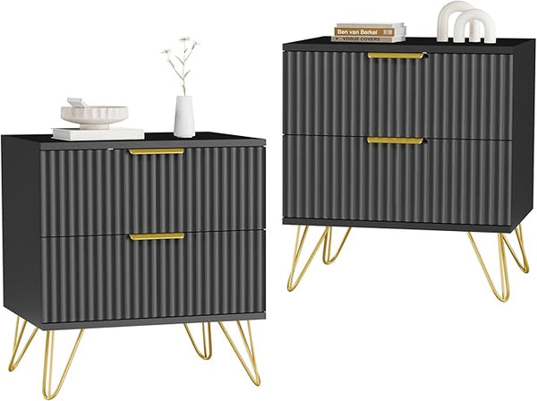 Modern Nightstand Set of 2 with Drawers