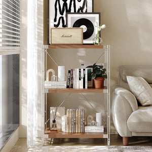 3-Tier Industrial Bookshelf with Adjustable Shelves