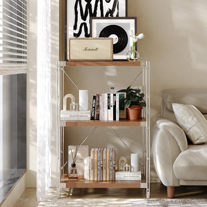 3-Tier Industrial Bookshelf with Adjustable Shelves