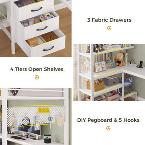 Twin Metal Loft Bed with L-Shaped Desk, LED Lights & Charging Station