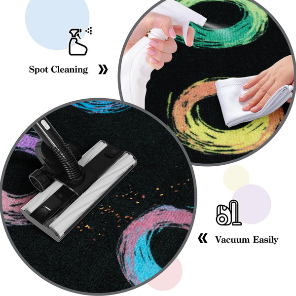Colorful Circle Classroom Area Rug — Non-Slip Educational Kids Carpet