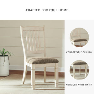 Antique White Upholstered Dining Chair Set of 2