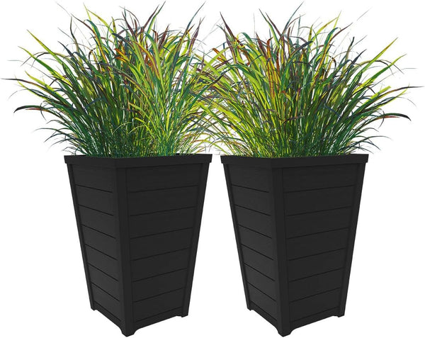 Set of 2 Tall Resin Tapered Planters 22-Inch