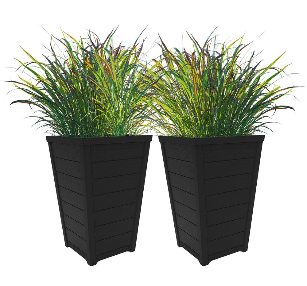 Set of 2 Tall Resin Tapered Planters 22-Inch