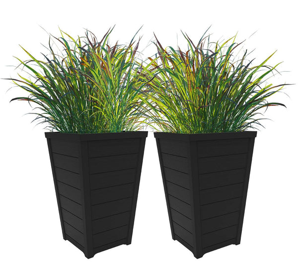 Set of 2 Tall Resin Tapered Planters 22-Inch