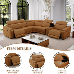 L-Shaped Power Recliner Sectional Sofa with Storage Console & USB Ports