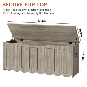 Storage Bench with Cushion Seat & Swivel Wheels — Grey