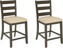 Counter Height Ladderback Bar Stools Set of 2 – Upholstered Seat, Solid Wood