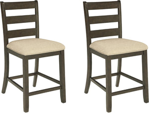 Counter Height Ladderback Bar Stools Set of 2 – Upholstered Seat, Solid Wood