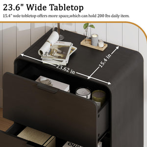Modern 2-Drawer Nightstand with Curved Edges