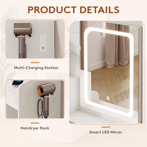 Small Vanity Set with Lighted Mirror & Power Station