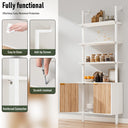 74" Ladder Bookshelf with Storage Cabinet