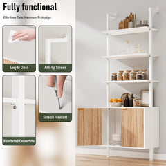 74" Ladder Bookshelf with Storage Cabinet