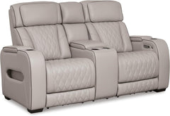 Power Reclining Sofa with Adjustable Headrest & LED Lighting