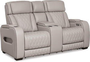 Power Reclining Sofa with Adjustable Headrest & LED Lighting