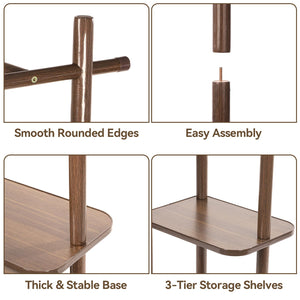Freestanding Rotary Coat Rack with Shelves & Hooks