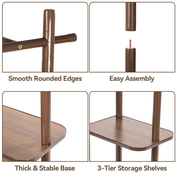 Freestanding Rotary Coat Rack with Shelves & Hooks