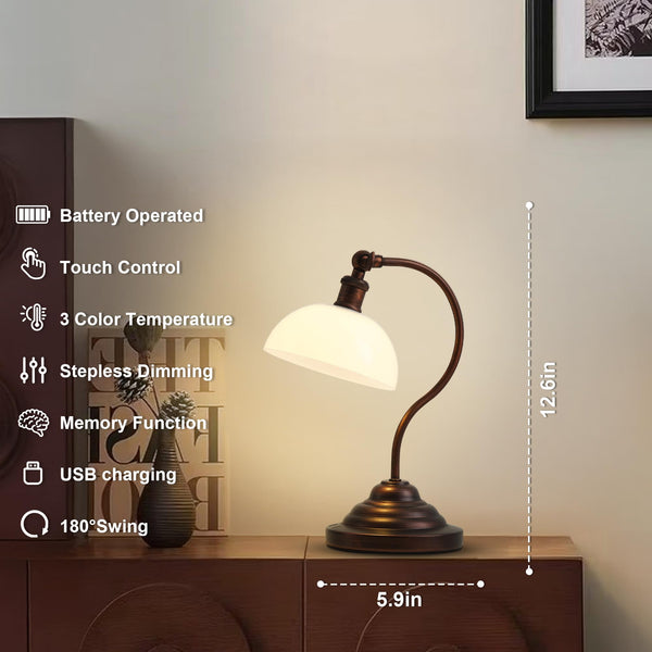 Cordless LED Table Lamp with Swing Arm & Plastic Shade