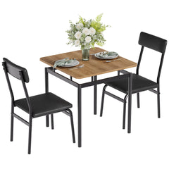 3-Piece Dining Table Set with PU Upholstered Chairs