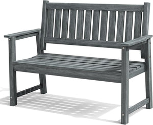 ACUEL Outdoor Bench, 2-Person Garden Bench, Poly Lumber Patio Bench for Outdoors, Porch, and Park (Brown)