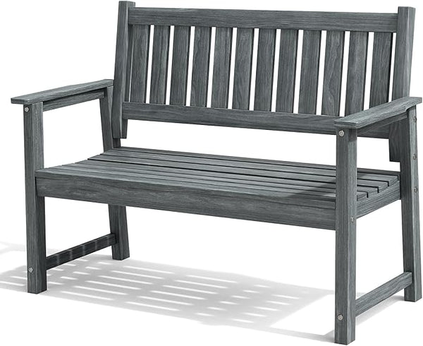ACUEL Outdoor Bench, 2-Person Garden Bench, Poly Lumber Patio Bench for Outdoors, Porch, and Park (Brown)