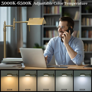 Dimmable Pharmacy Floor Lamp with Remote & Swing Arm