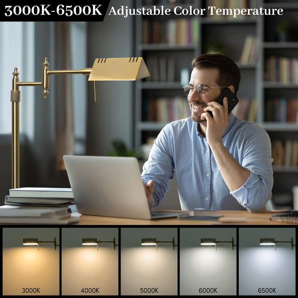 Dimmable Pharmacy Floor Lamp with Remote & Swing Arm